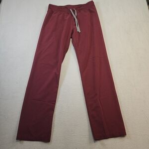 Figs Women's Burgundy Pants with Gray Drawstring